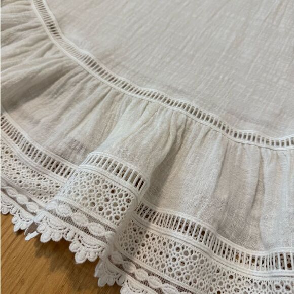 Spell and the Gypsy Abigail Mini Dress Womens SMALL Ivory White Lace Cotton Belt - Picture 7 of 14